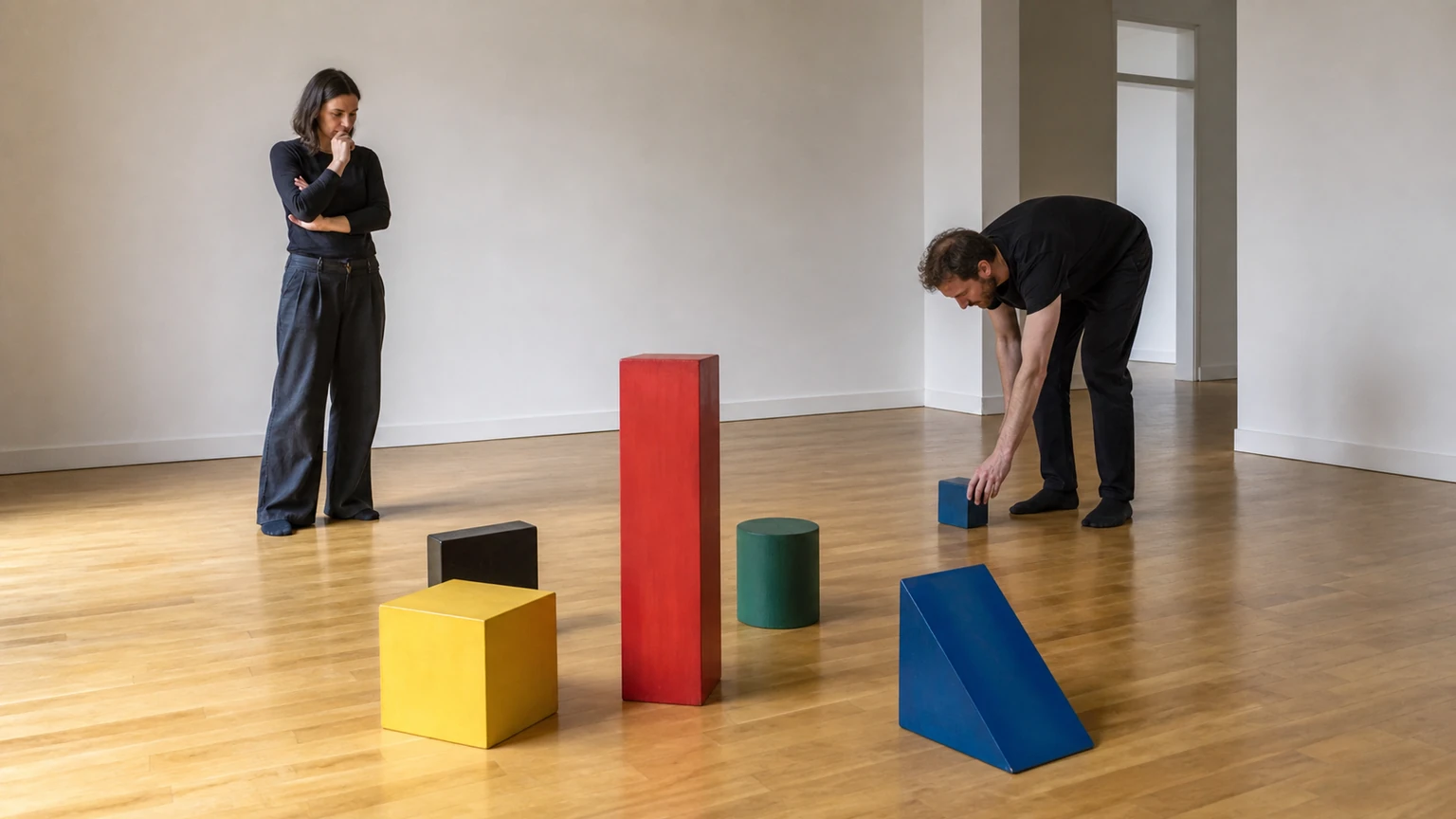 Artiste prenant du recul pendant la simplification d’une scène.